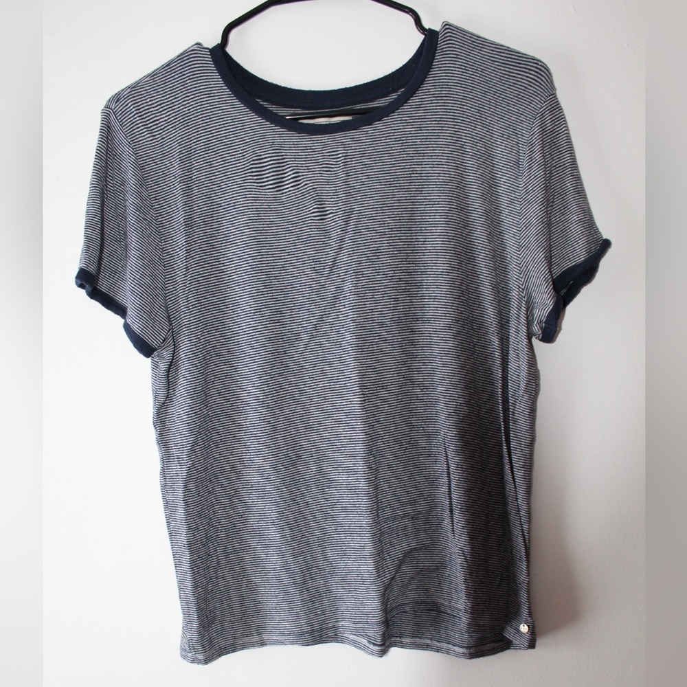 Abercrombie & Fitch Navy Striped Short Sleeve Tee